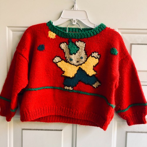 Vintage hand knit sweater red - knit,